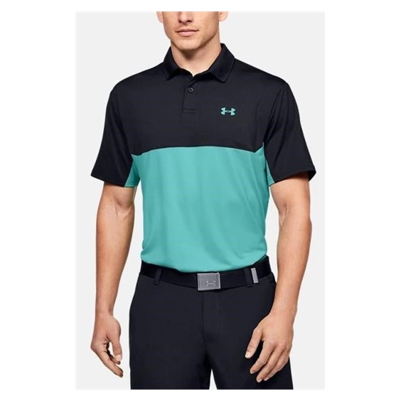 Under Armour Performance 2.0 Colourblock pánské polo, černé/radial turquoise