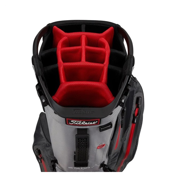 Titleist Hybrid 14 StaDry stand bag, šedo/červený