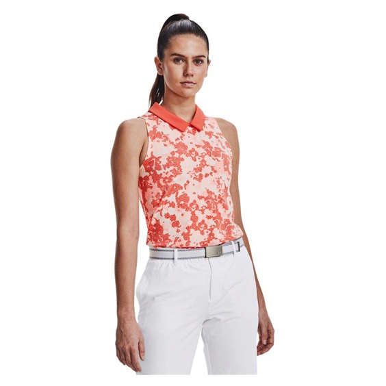 Under Armour Zinger Rise Slvls Polo dámské polo bez rukávů, oranžové