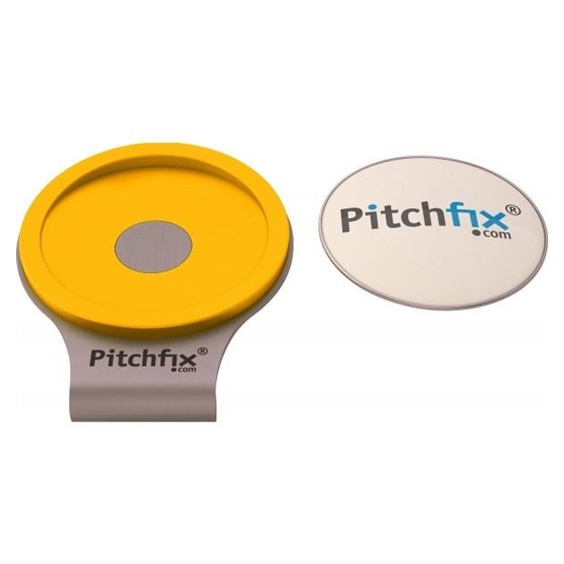 Pitchfix žlutý magnetický golfový klip na kšilt + markovátko