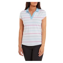 FootJoy Birdseye Stripe Smooth Jacquard dámské polo, bílo/modré