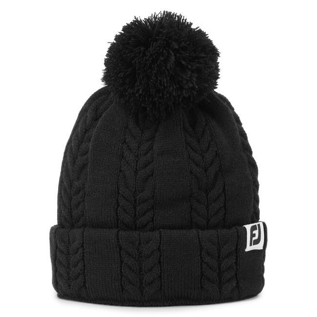 FootJoy Cable Knit Bobble dámská zimní čepice, černá