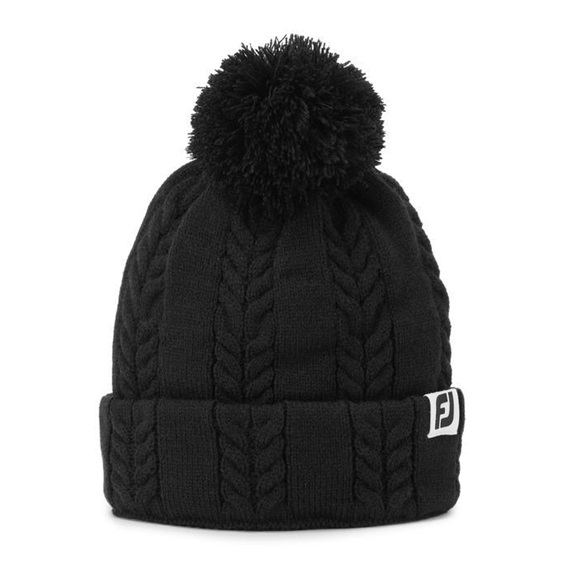 FootJoy Cable Knit Bobble dámská zimní čepice, černá