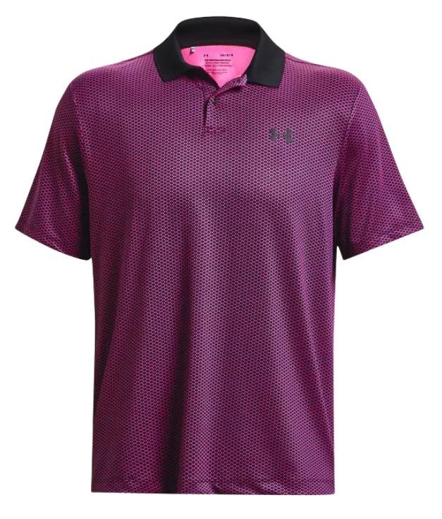 Under Armour Performance 3.0 Printed pánské polo, černo/růžové