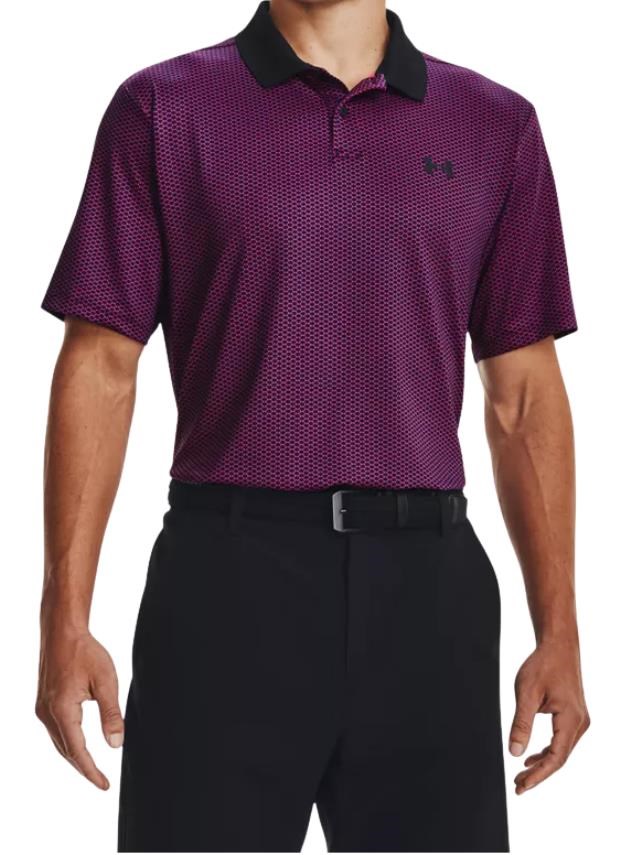 Under Armour Performance 3.0 Printed pánské polo, černo/růžové