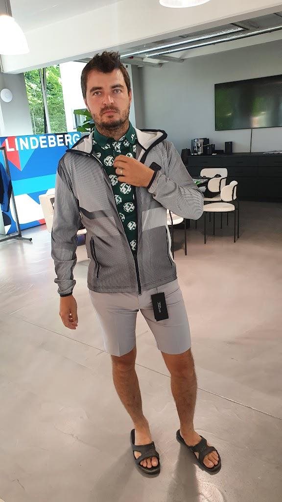 J.Lindeberg Jacquard pánská mikina, tmavě modrá
