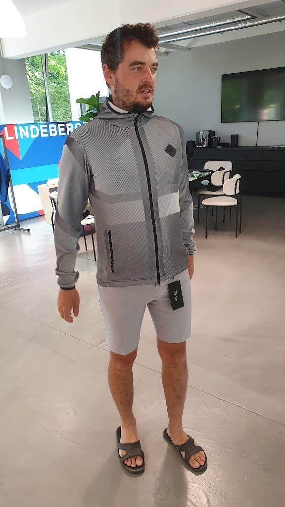 J.Lindeberg Jacquard pánská mikina, tmavě modrá