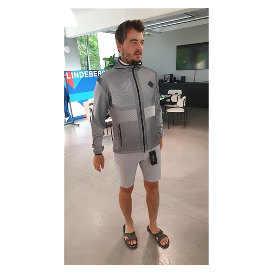 J.Lindeberg Jacquard pánská mikina, tmavě modrá
