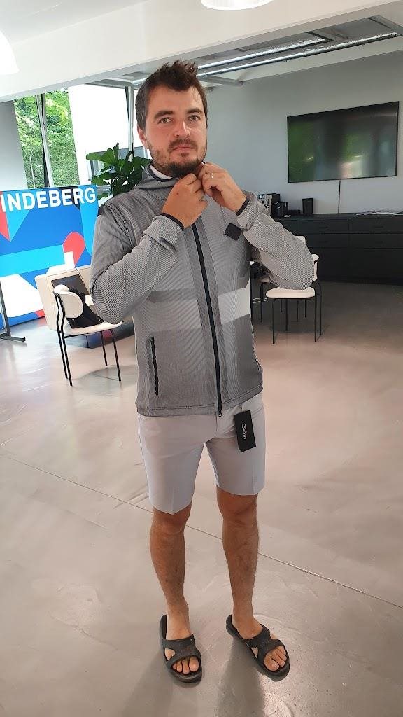 J.Lindeberg Jacquard pánská mikina, tmavě modrá