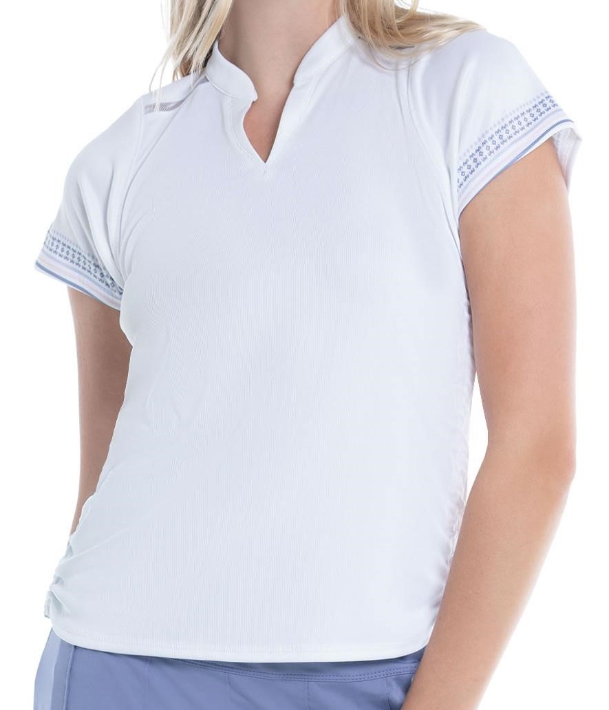 Lucky in Love Ikat Stripe dámské polo, bílé