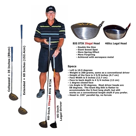 Divnick Golf Big Stik Telescopic driver, 10.5°