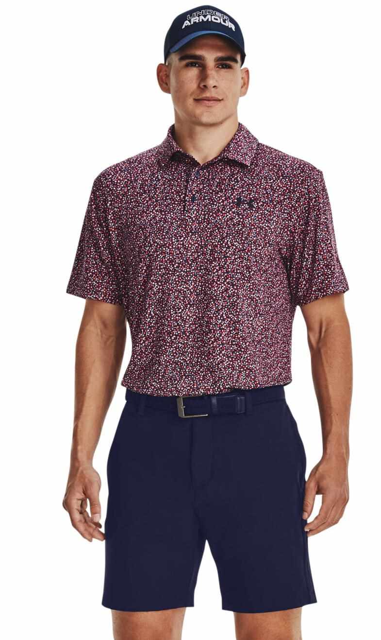 Under Armour Playoff 3.0 Printed pánské polo, tmavě modro/červené