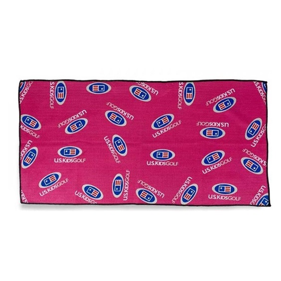 U.S. Kids Golf Multi Logo Microfiber golfový ručník, růžový