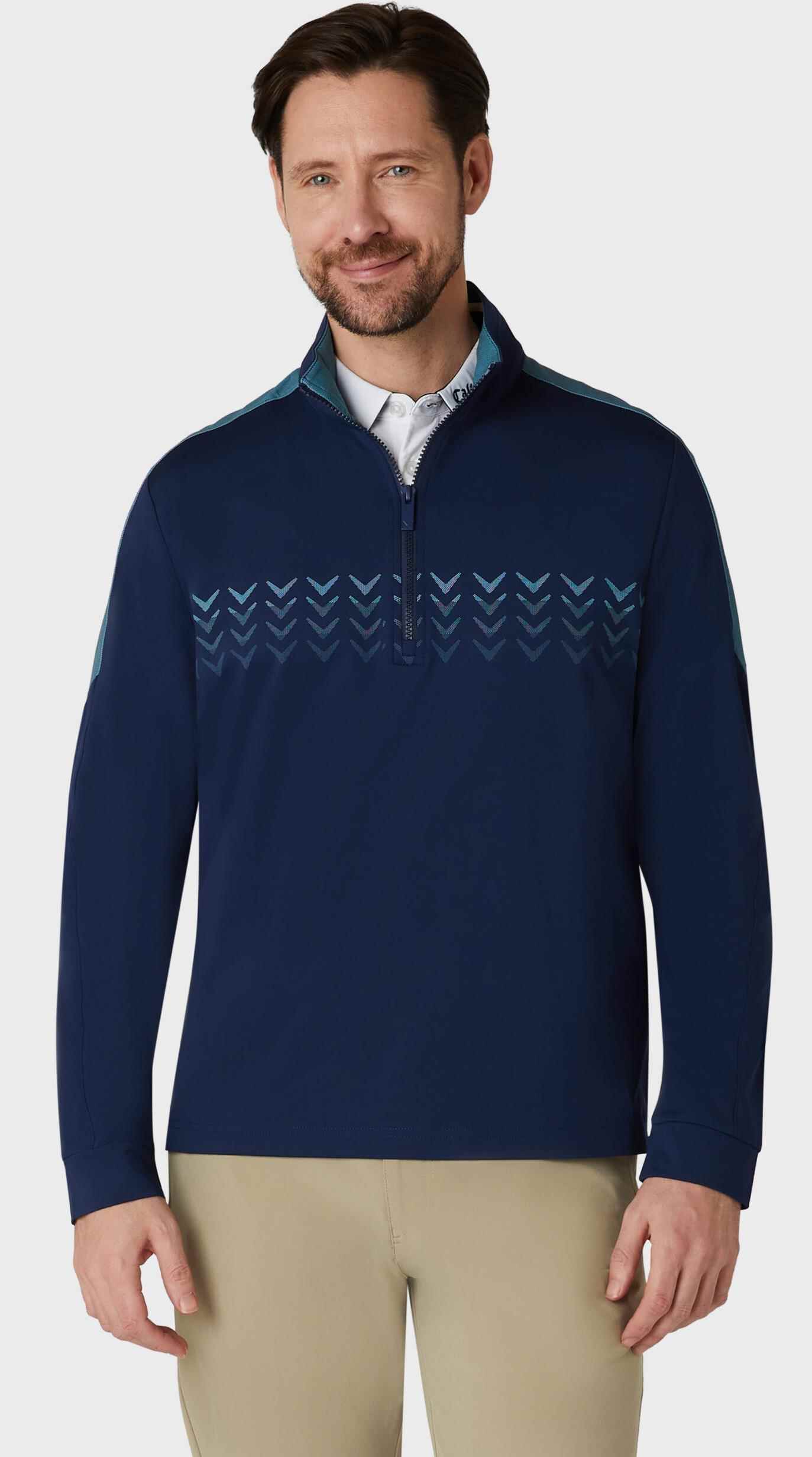 Callaway Trademark 1/4 Zip Blocked Chev pánská mikina, modrá