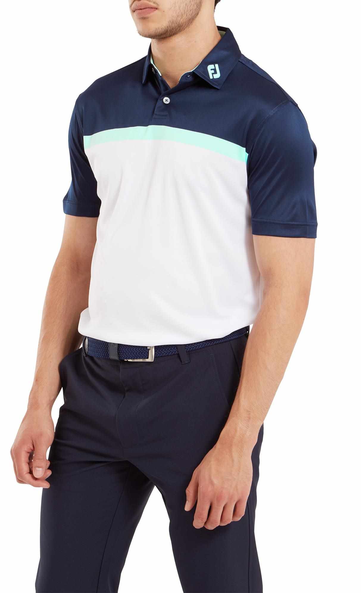FootJoy Colour Block Lisle pánské polo, bílé