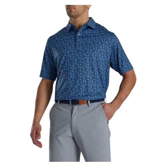 FootJoy Painted Floral Lisle pánské polo, modré