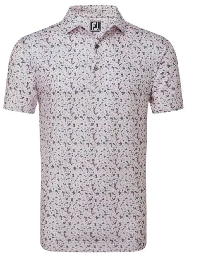 FootJoy Primrose Print Self Collar Lisle pánské polo, světle růžové