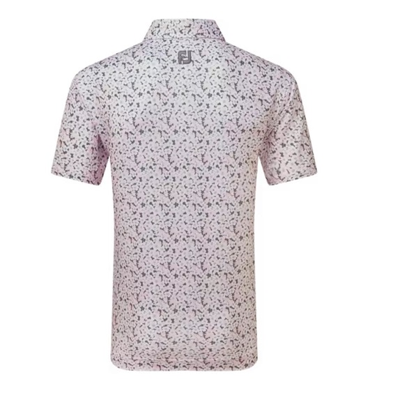 FootJoy Primrose Print Self Collar Lisle pánské polo, světle růžové