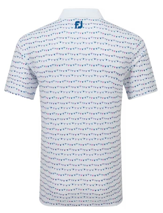 FootJoy Flag Banner Print Lisle pánské polo, bílé