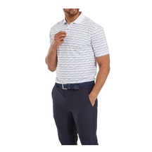 FootJoy Flag Banner Print Lisle pánské polo, bílé