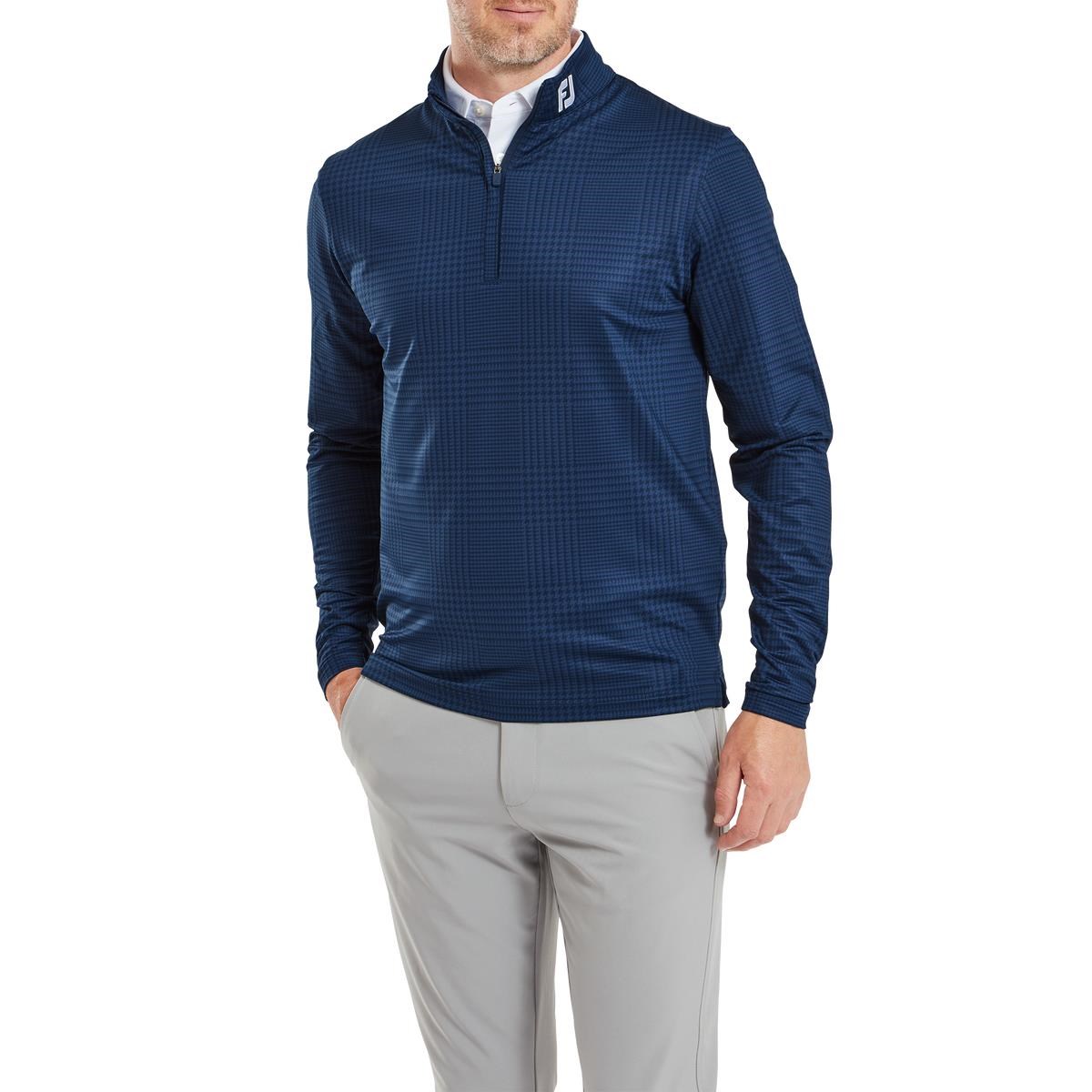 FootJoy Glen Plaid Print Chill-Out pánská mikina, modrá