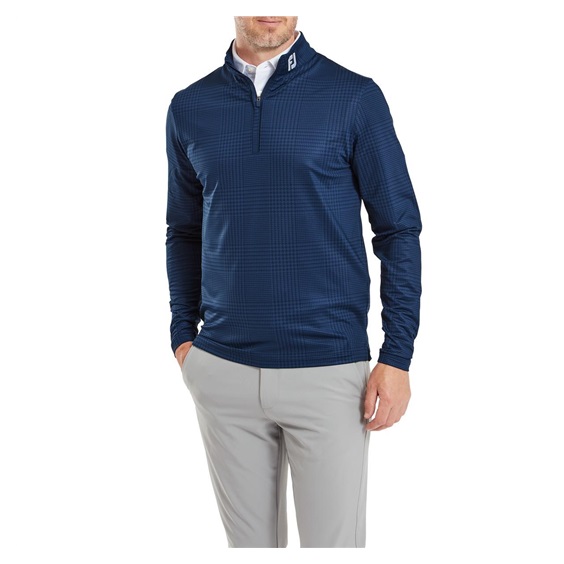 FootJoy Glen Plaid Print Chill-Out pánská mikina, modrá