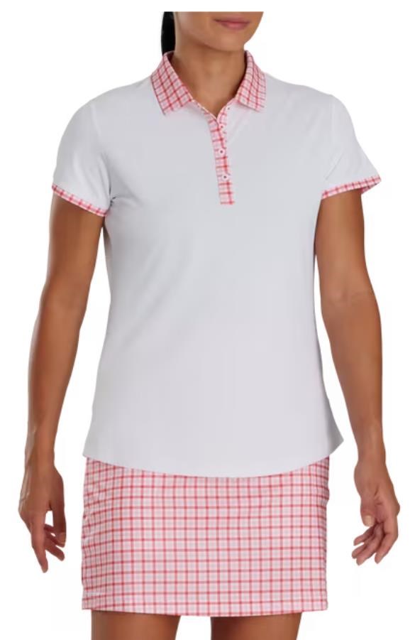FootJoy Gingham Trim dámské polo, bílé