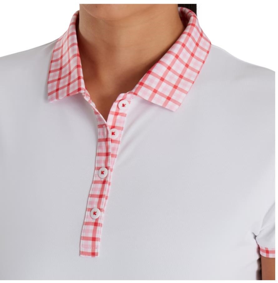FootJoy Gingham Trim dámské polo, bílé