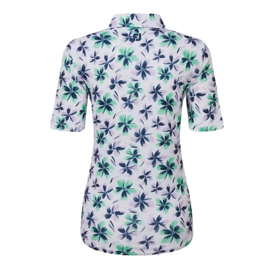 FootJoy 1/2 Sleeve Floral Print Lisle dámské polo, fialovo/zeleno/modré