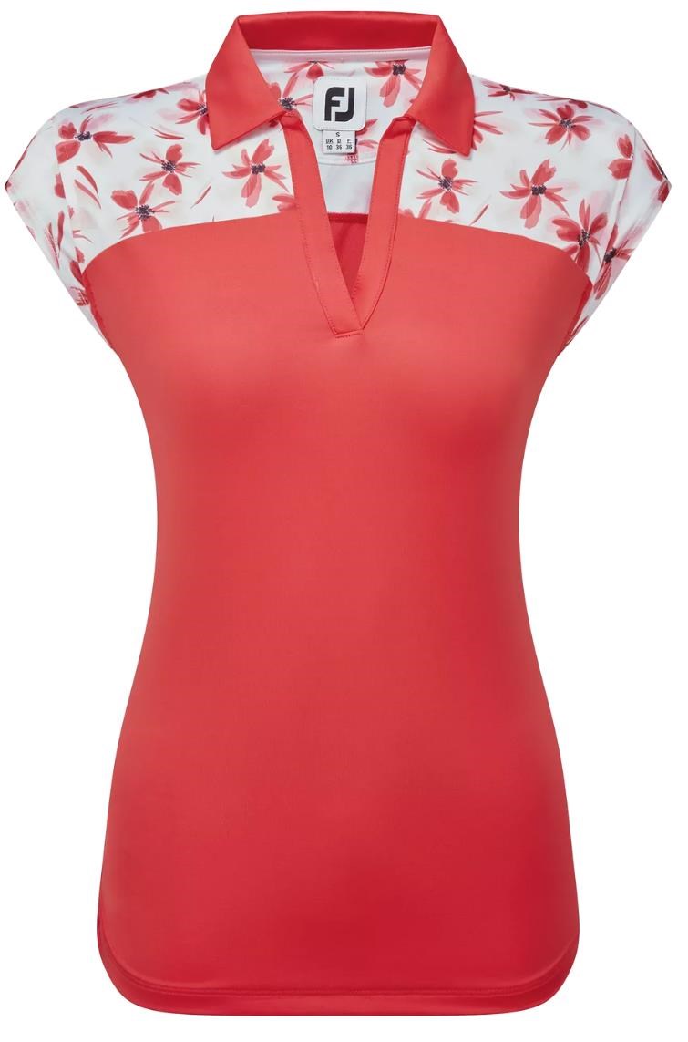 FootJoy Blocked Floral Print Lisle dámské polo, červené