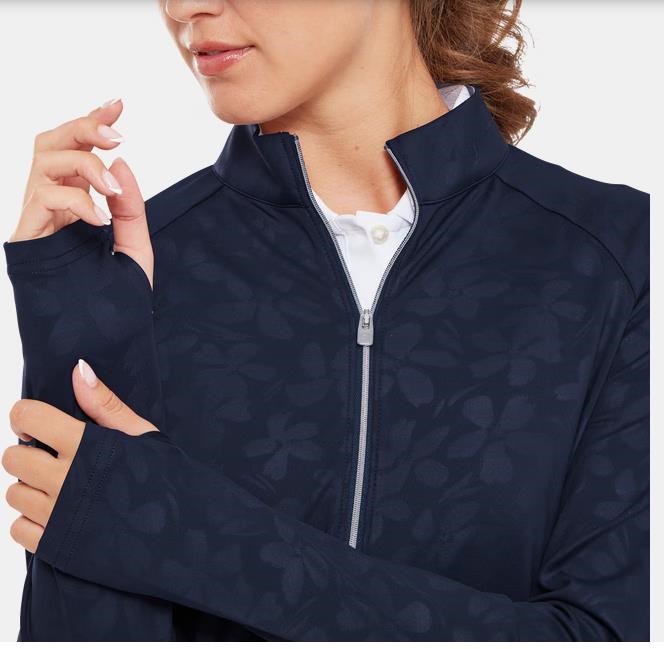 FootJoy Floral Embossed Midlayer dámská mikina, modrá