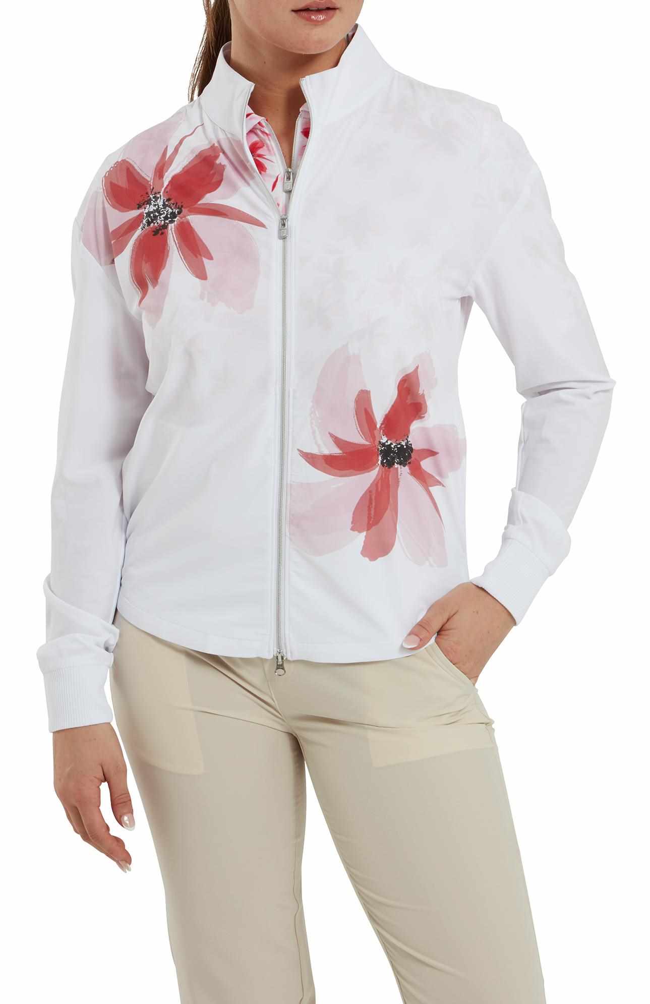 FootJoy Lightweight Full-Zip dámská budna, bílo/růžová