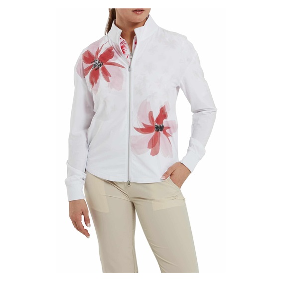 FootJoy Lightweight Full-Zip dámská budna, bílo/růžová