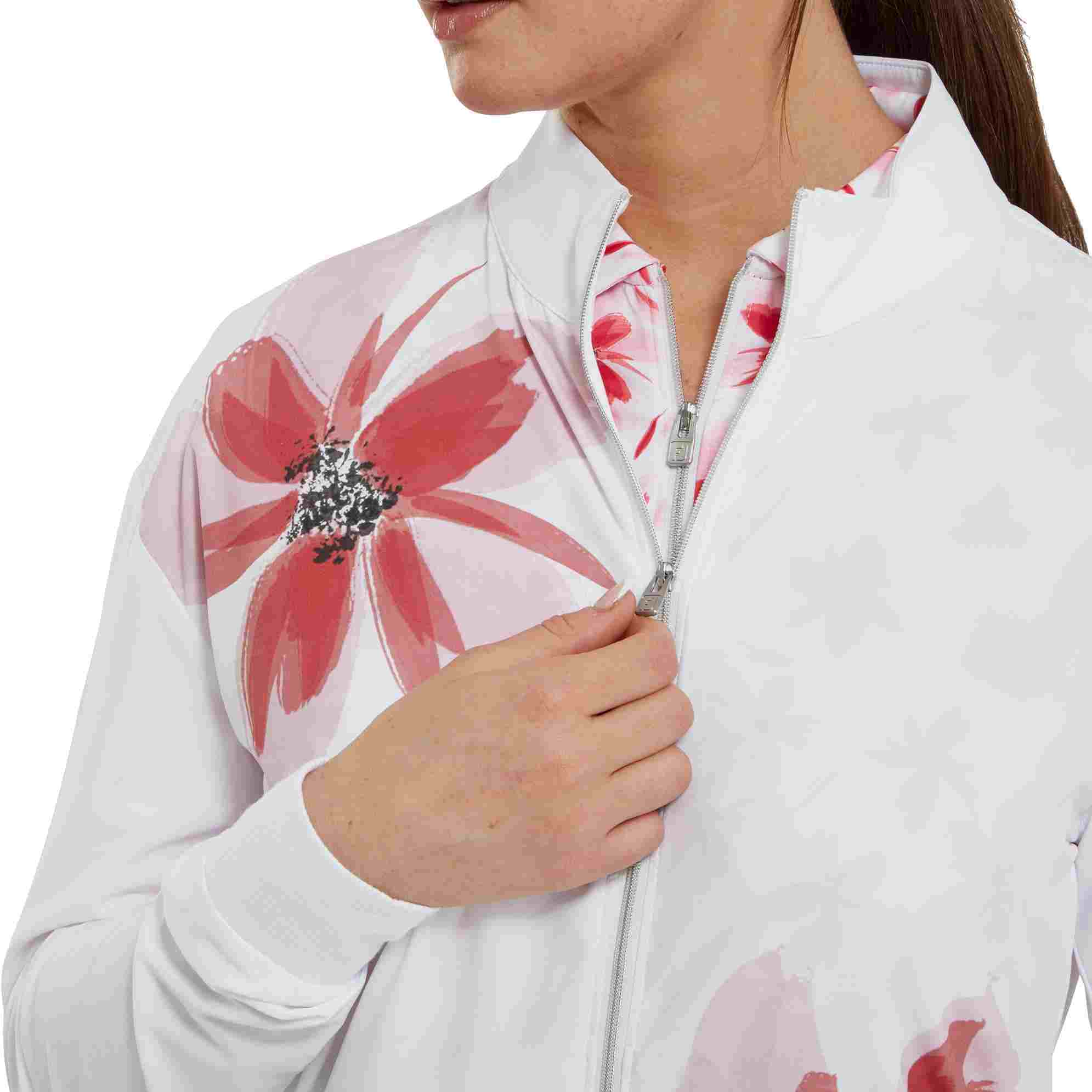 FootJoy Lightweight Full-Zip dámská budna, bílo/růžová