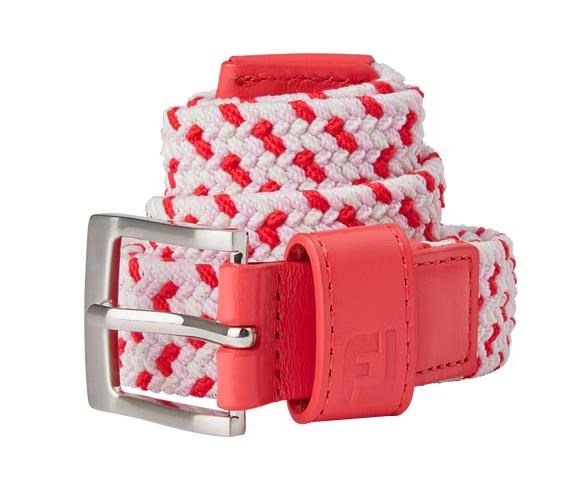 FootJoy Braided dámský opasek, červeno/bílo/růžový