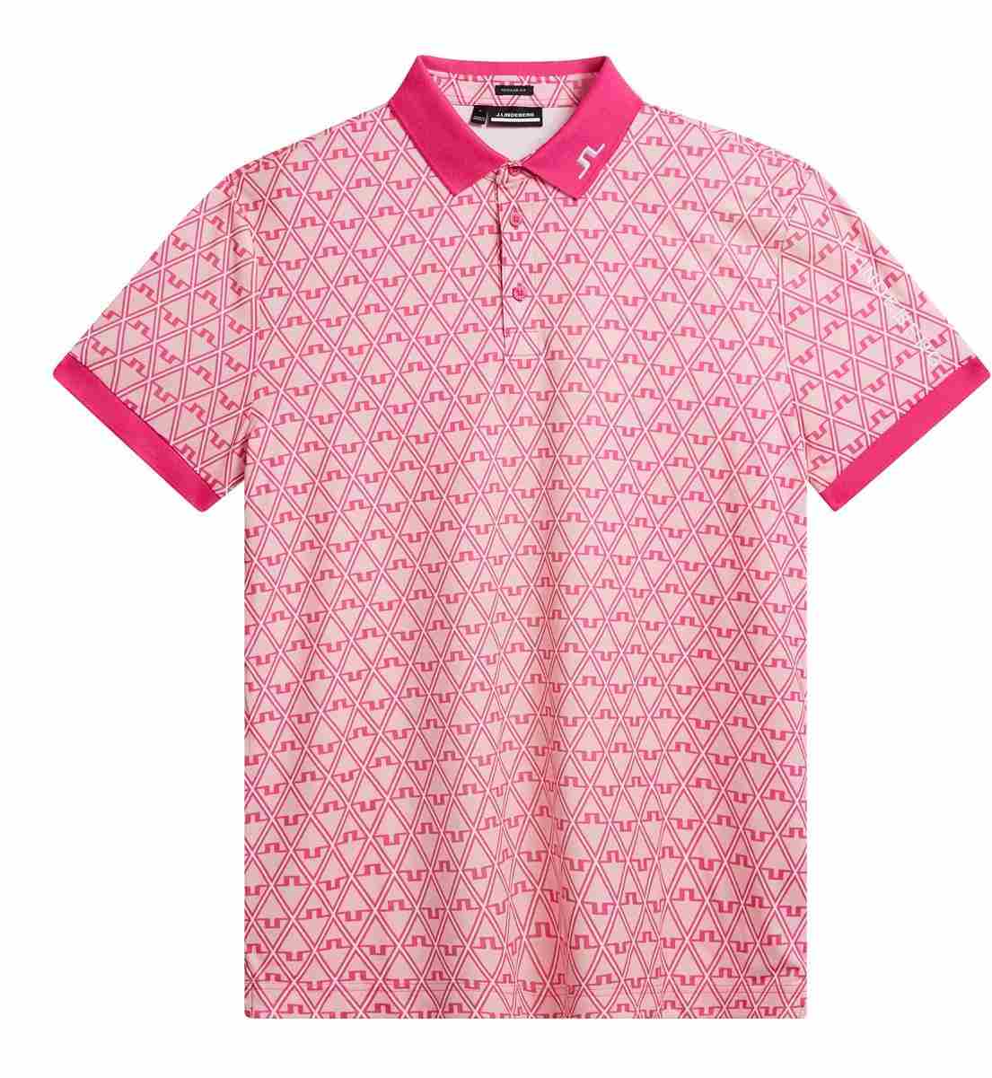 J.Lindeberg Tour Tech Regular Fit Print pánské polo, geo powder pink