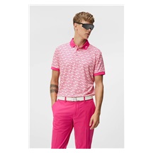 J.Lindeberg Tour Tech Regular Fit Print pánské polo, geo powder pink
