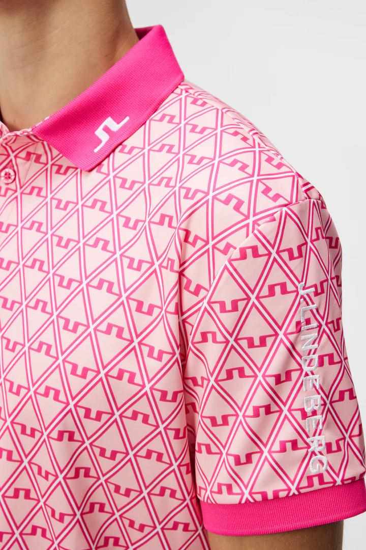 J.Lindeberg Tour Tech Regular Fit Print pánské polo, geo powder pink