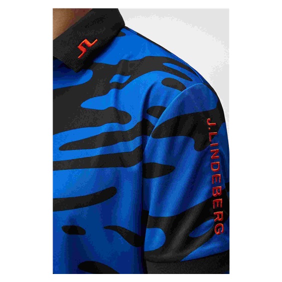 J.Lindeberg Tour Tech Regular Fit Print pánské polo, neptune nautical blue