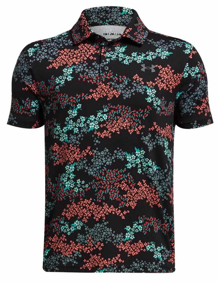 Under Armour Playoff Printed dětské polo, black/hydro teal