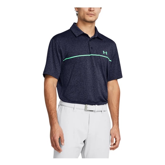 Under Armour Playoff 3.0 Stripe pánské polo, midnight navy/vapor green