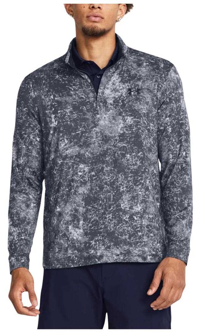 Under Armour Playoff Printed 1/4 Zip pánská mikina, downpour gray/midnight navy