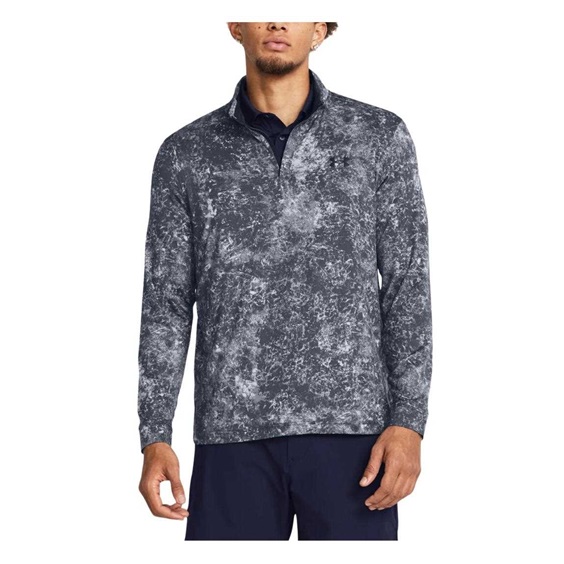 Under Armour Playoff Printed 1/4 Zip pánská mikina, downpour gray/midnight navy