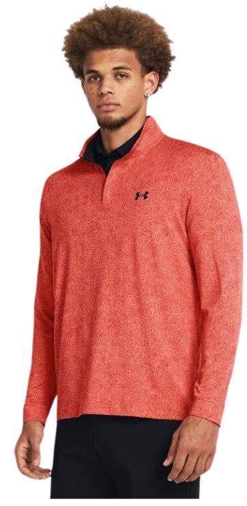 Under Armour Playoff Printed 1/4 Zip pánská mikina, coho/red solstice/black