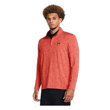 Under Armour Playoff Printed 1/4 Zip pánská mikina, coho/red solstice/black