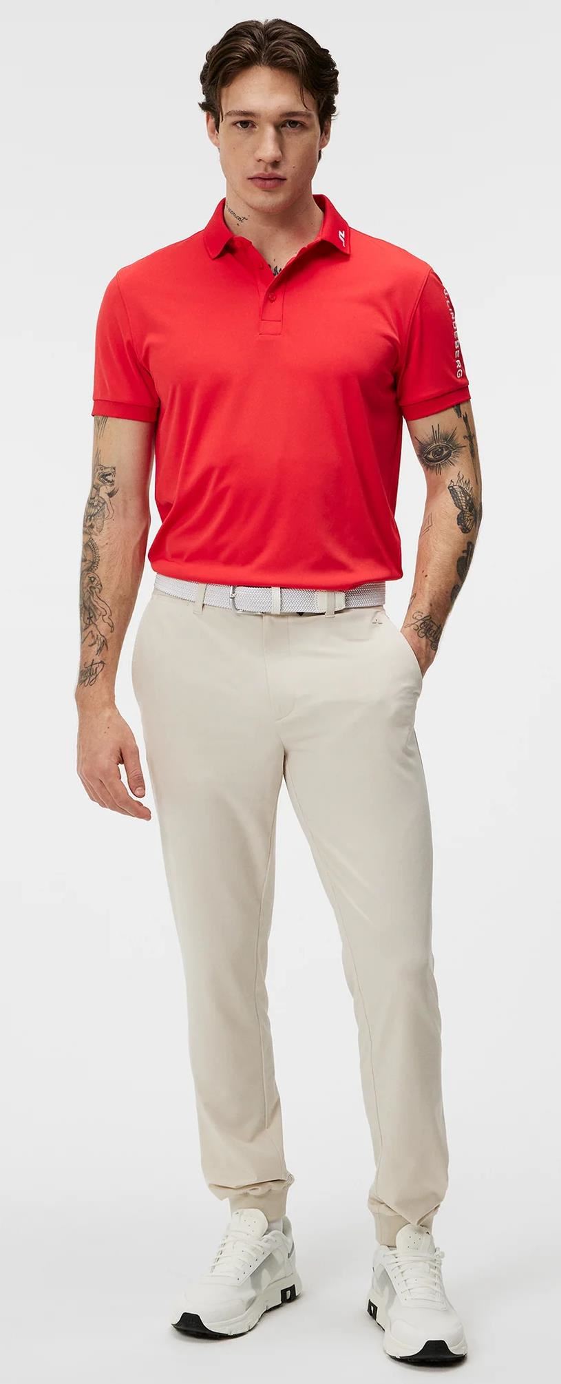 J.Lindeberg Tour Tech Regular Fit pánské polo, červené