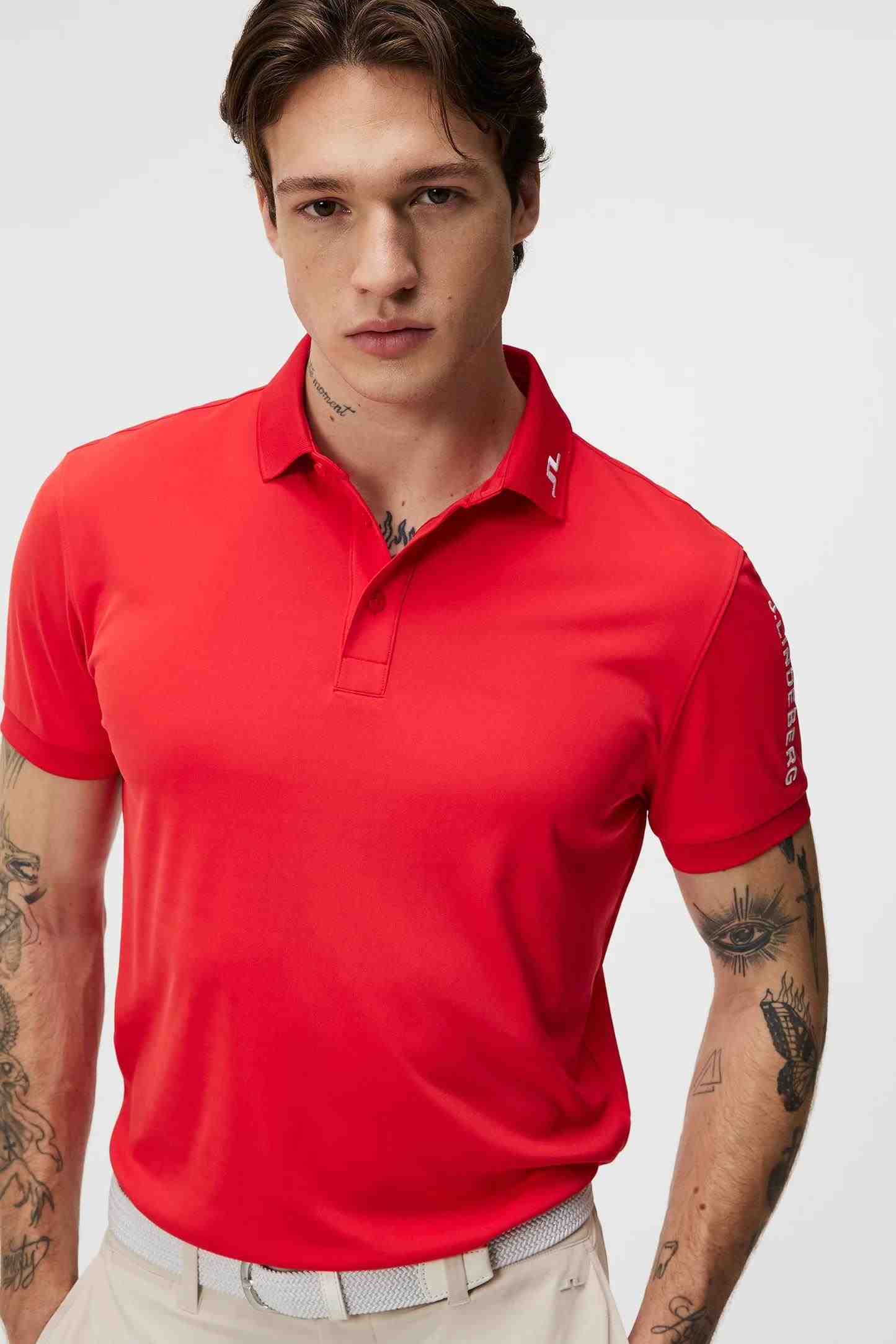 J.Lindeberg Tour Tech Regular Fit pánské polo, červené