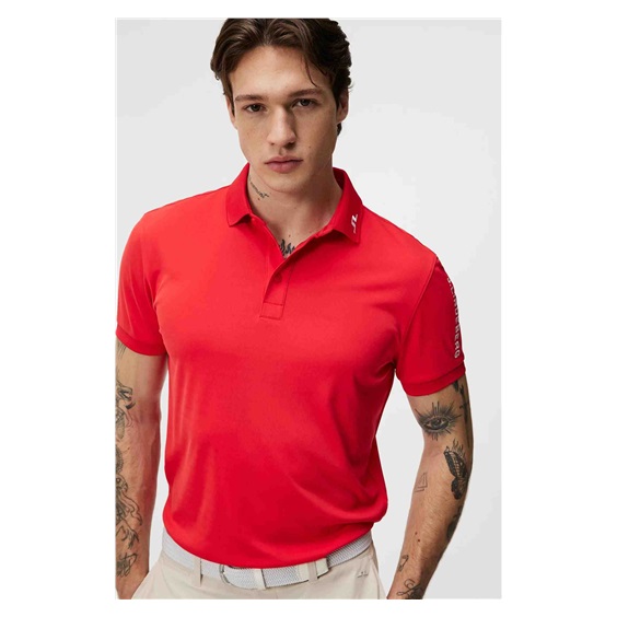 J.Lindeberg Tour Tech Regular Fit pánské polo, červené