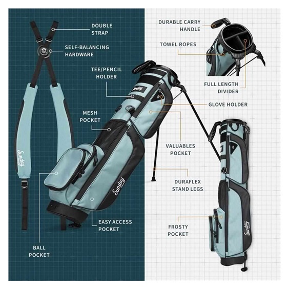 Sunday Golf Loma XL carry bag, béžovo/bílý