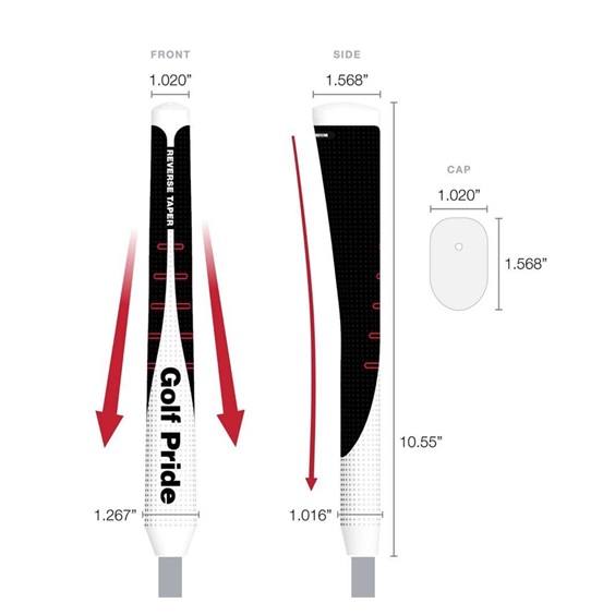 Golf Pride Reverse Taper putter grip, Pistol Medium